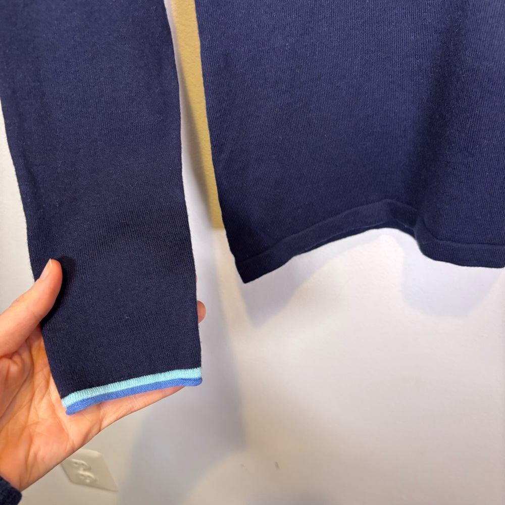 J. McLaughlin Cotton Blue Trim Sweater - Picture 3 of 5